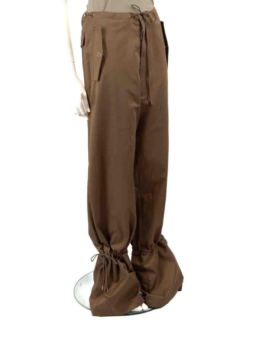 CONDITION is Never worn, with tags. No visible wear to trousers is evident on this new Dion Lee designer resale item.
 
 
 
 Details
 
 
 Brown
 
 Cotton
 
 Trousers
 
 Wide leg
 
 High rise
 
 Drawstring waist and leg cuffs
 
 2x Side pockets
 
 1x