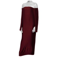 Dion Lee Burgundy Caped Pleated Off-Shoulder Maxi Dress - Size US 2