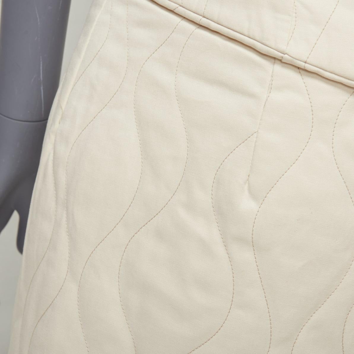 DION LEE cream cotton blend swirl quilted foldover waist mini skirt UK6 XS For Sale 3