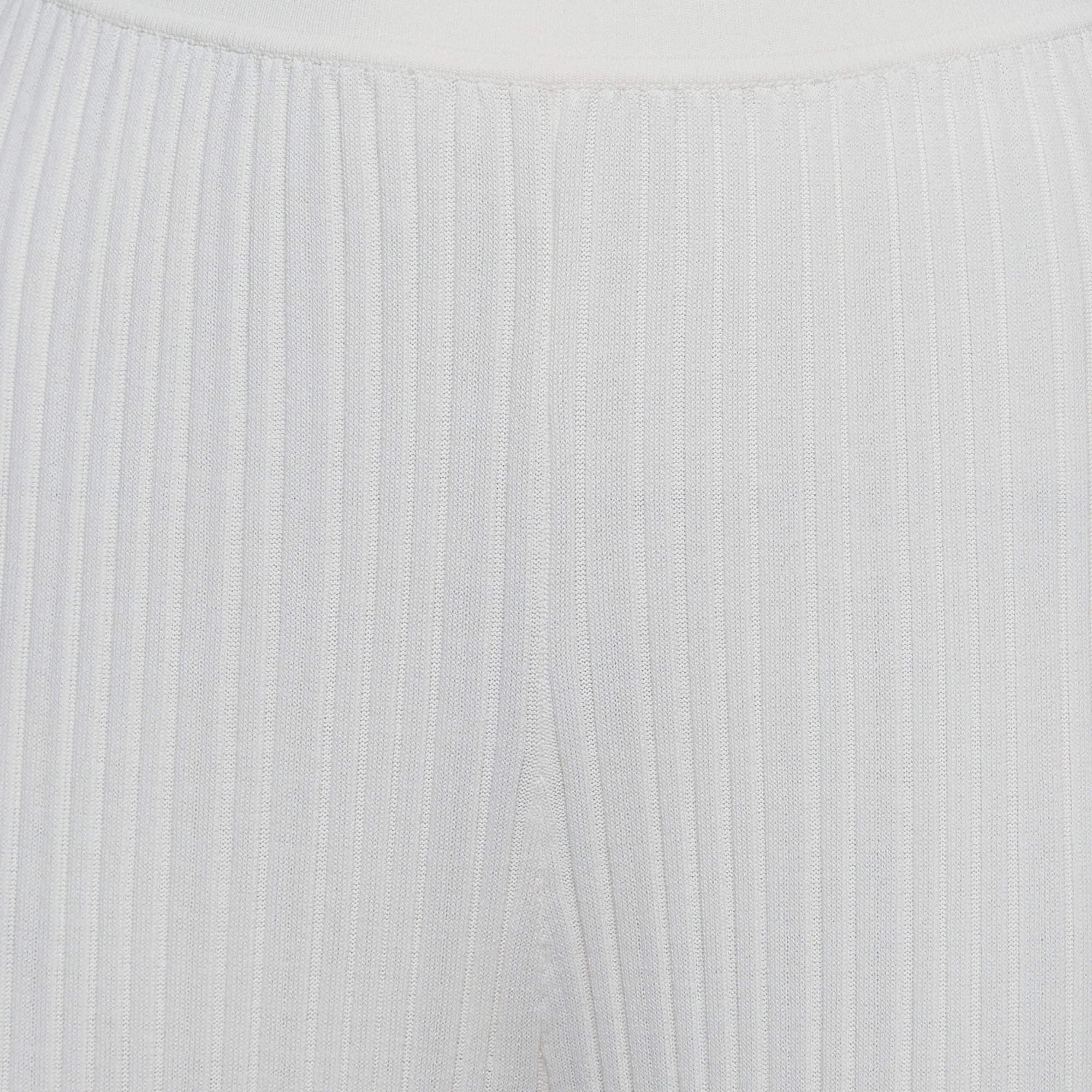 Dion Lee Ivory White Ribbed Knit Pants M In Excellent Condition For Sale In Dubai, Al Qouz 2