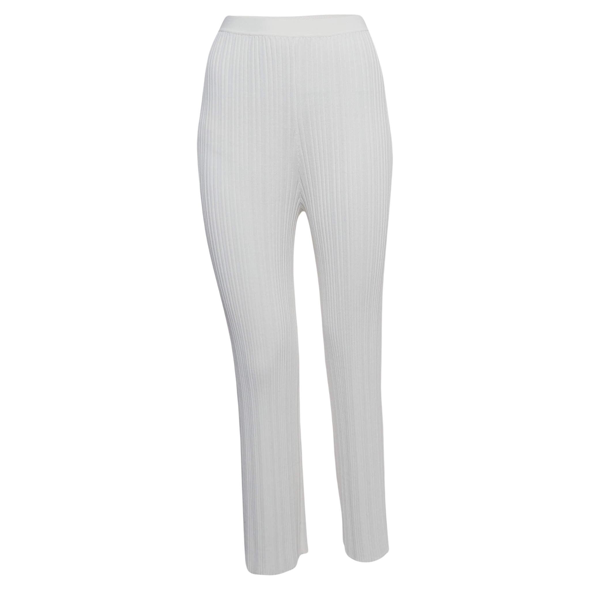 Dion Lee Ivory White Ribbed Knit Pants M For Sale