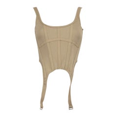 Dion Lee Khaki geripptes Bustier Top Größe M