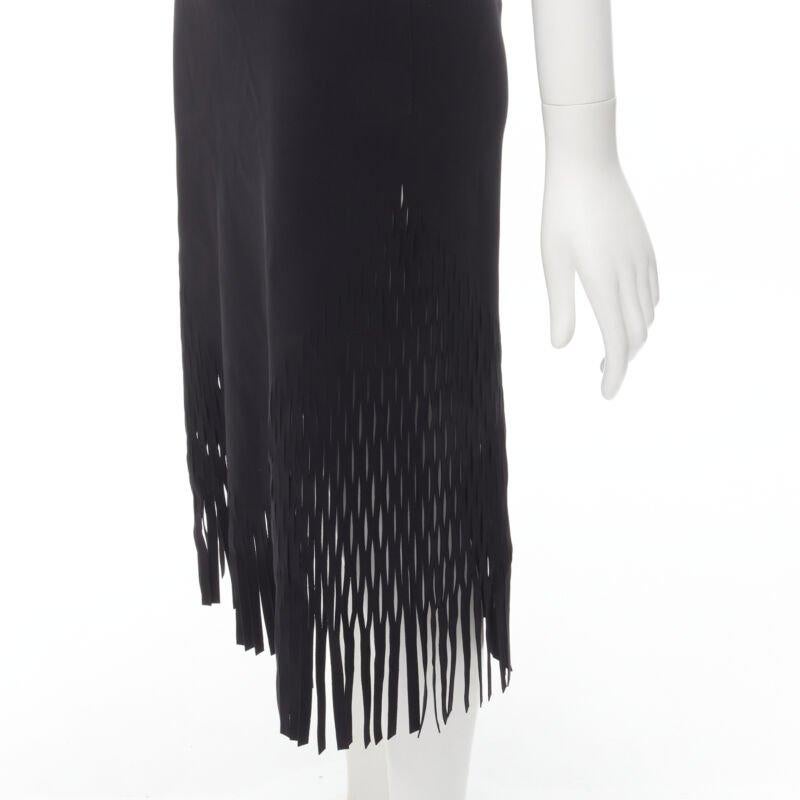 DION LEE laser cut perforated fringe midi skirt S
Reference: ANWU/A00532
Brand: Dion Lee
Collection: Runway
Color: Black
Pattern: Solid
Extra Details: Silver-tone zip back closure

CONDITION:
Condition: Excellent, this item was pre-owned and is in