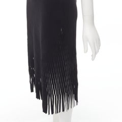 DION LEE laser cut perforated fringe midi skirt S