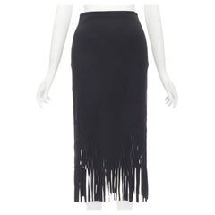 DION LEE laser cut perforated fringe midi skirt S