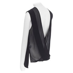 DION LEE LINE II 100% silk black deep V open back sleeveless top AU6 XS