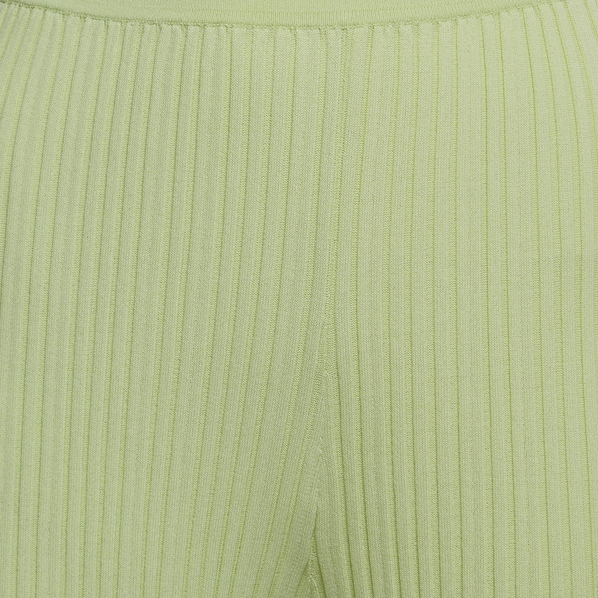Dion Lee Mint Green Ribbed Knit Pants M In Excellent Condition For Sale In Dubai, Al Qouz 2
