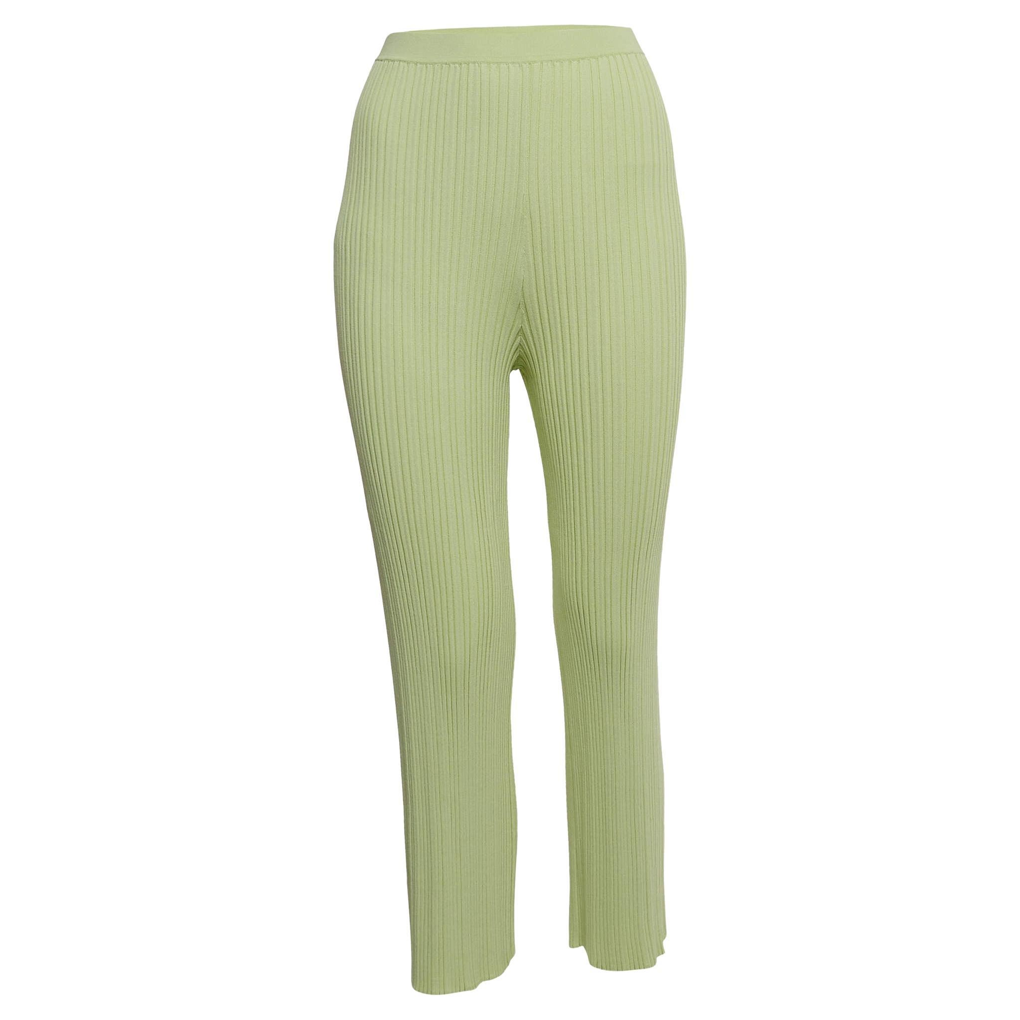 Dion Lee Mint Green Ribbed Knit Pants M For Sale