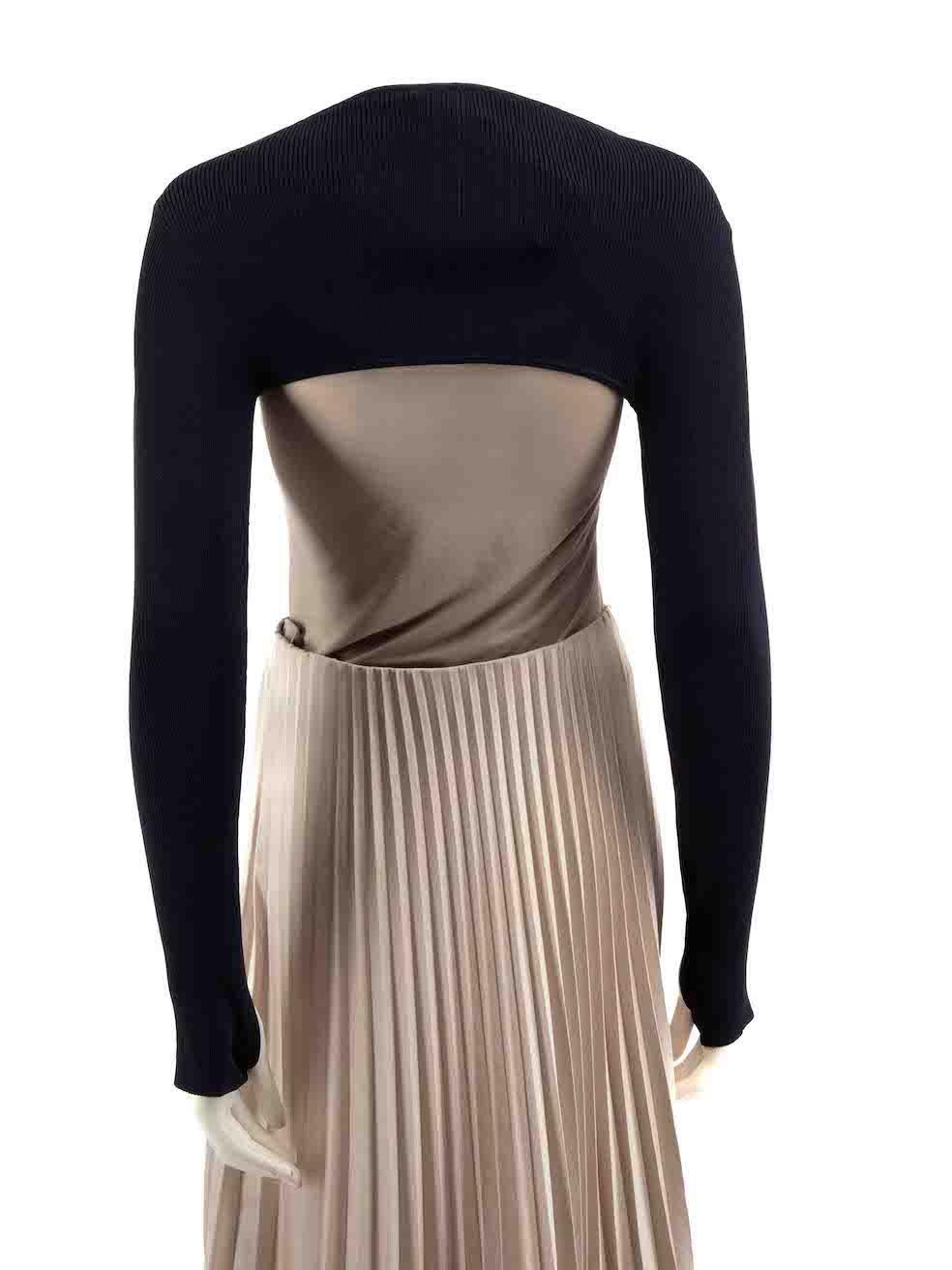 Beige Dion Lee Navy Long Sleeve Bolero Knit Top Size M