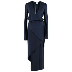 Dion Lee Navy Silk-Satin Bias Wrap Dress - Size US 2