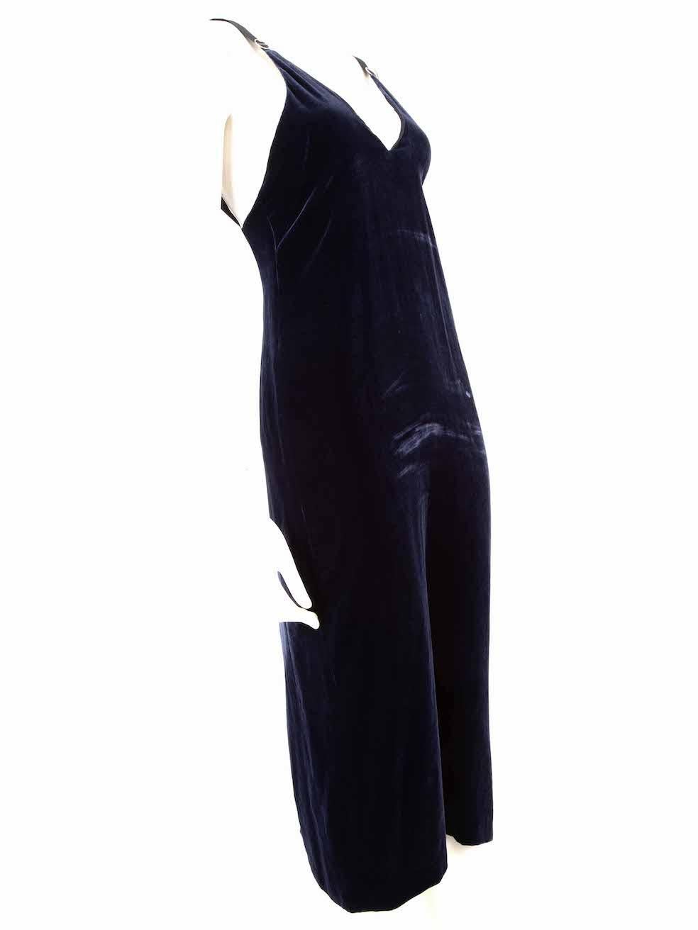 CONDITION is Very good. Minimal wear to the dress is evident. Small marks to the front centre and an abrasion to the internal rear bottom-left on this used Dion Lee designer resale item.
 
 
 
 Details
 
 
 Navy
 
 Velvet
 
 Midi dress
 
