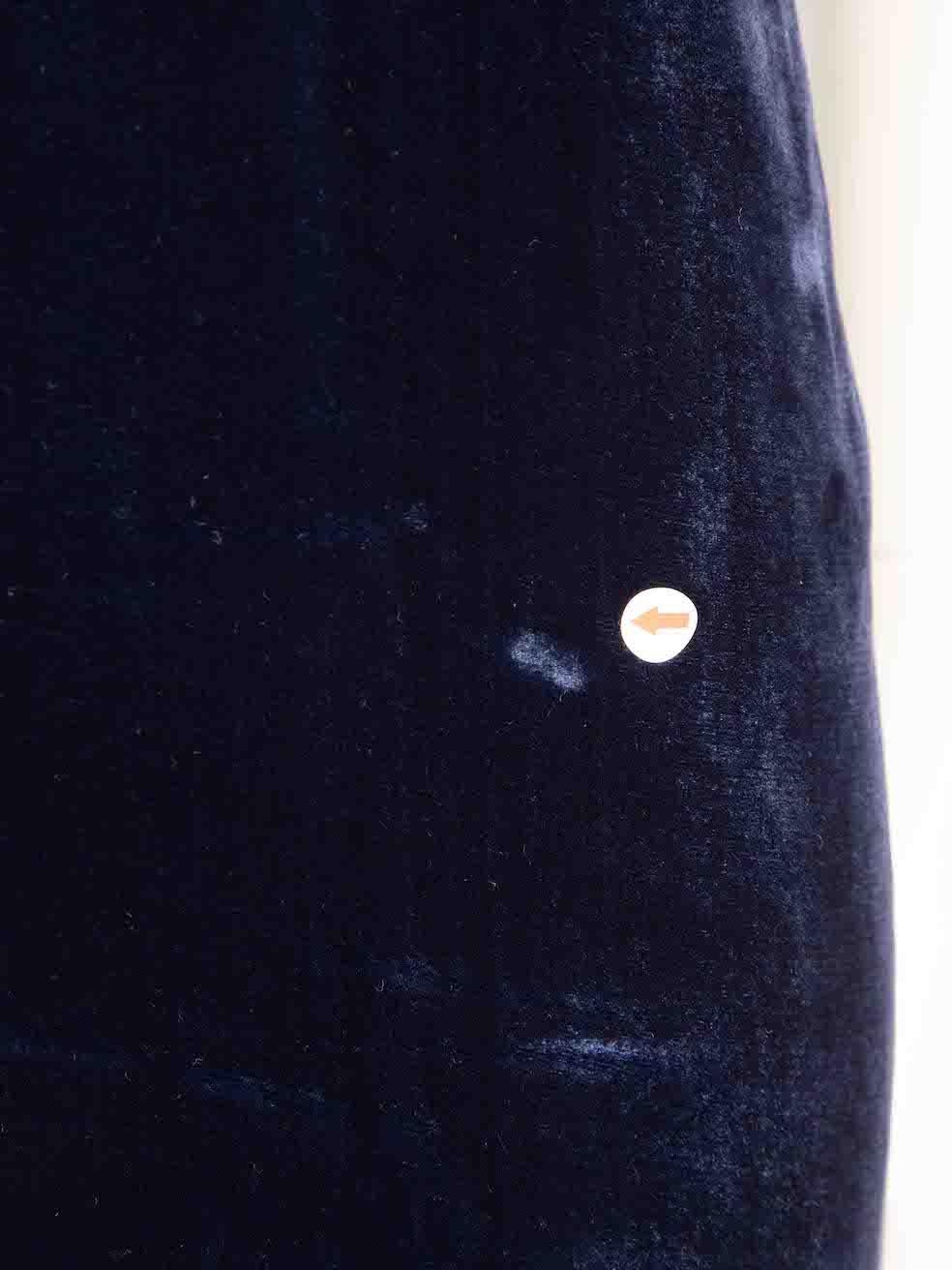 Dion Lee Navy Velvet V Neckline Midi Dress Size S In Excellent Condition In London, GB