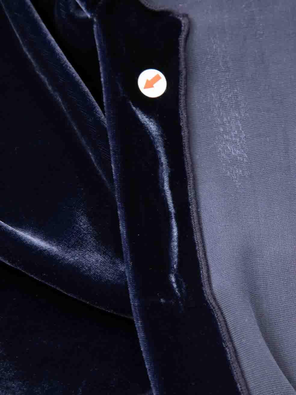 Dion Lee Navy Velvet V Neckline Midi Dress Size S 1