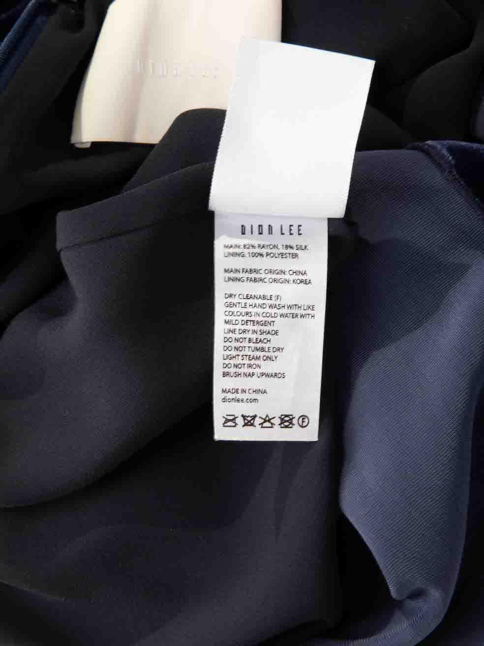 Dion Lee Navy Velvet V Neckline Midi Dress Size S 2