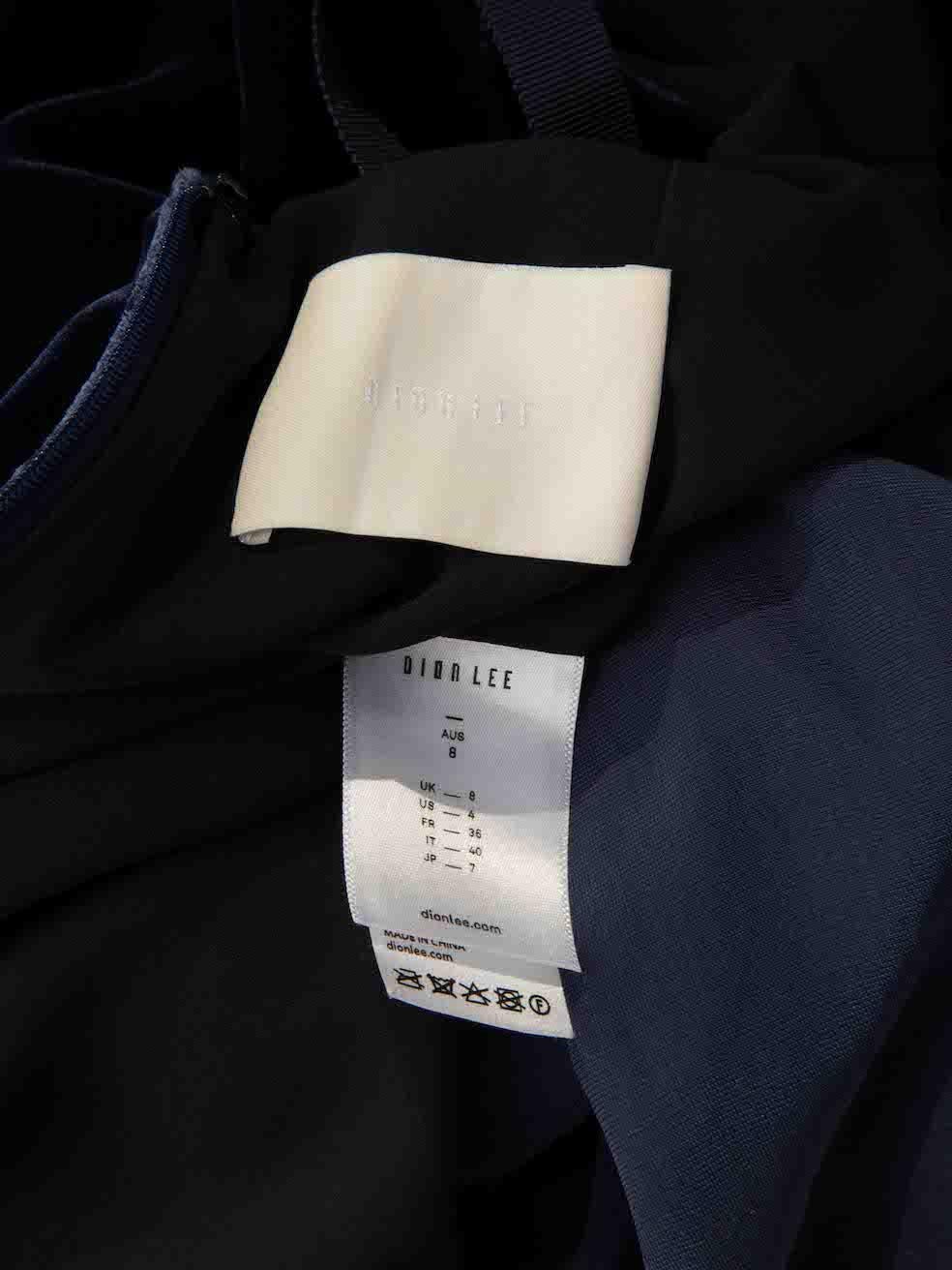 Dion Lee Navy Velvet V Neckline Midi Dress Size S 3