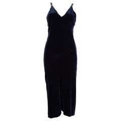 Dion Lee Vestido Midi Cuello en V Terciopelo Azul Marino Talla S