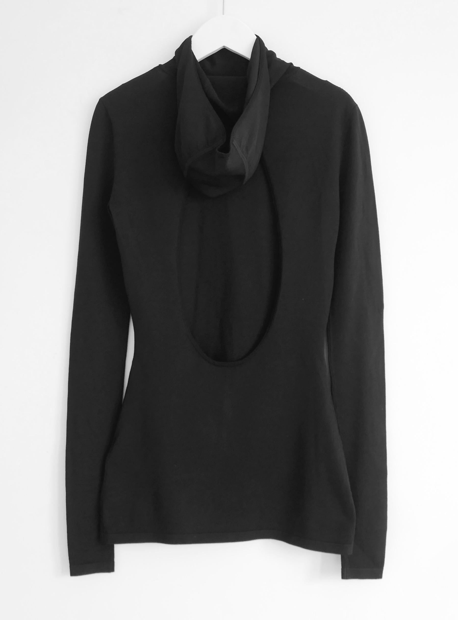 Dion Lee Pinnacle Balaclava Strickoberteil mit Kapuze und Kapuze (Schwarz) im Angebot