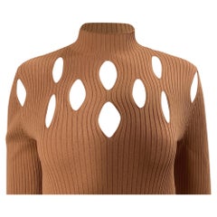 Abito midi con cut-out in maglia a coste di Dion Lee, in viscosa marrone