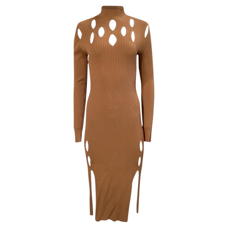 dion lee knit dress Ribbed-Knit Cutout Midi in Brown Viscose For Sale at 1stDibs Sale'25