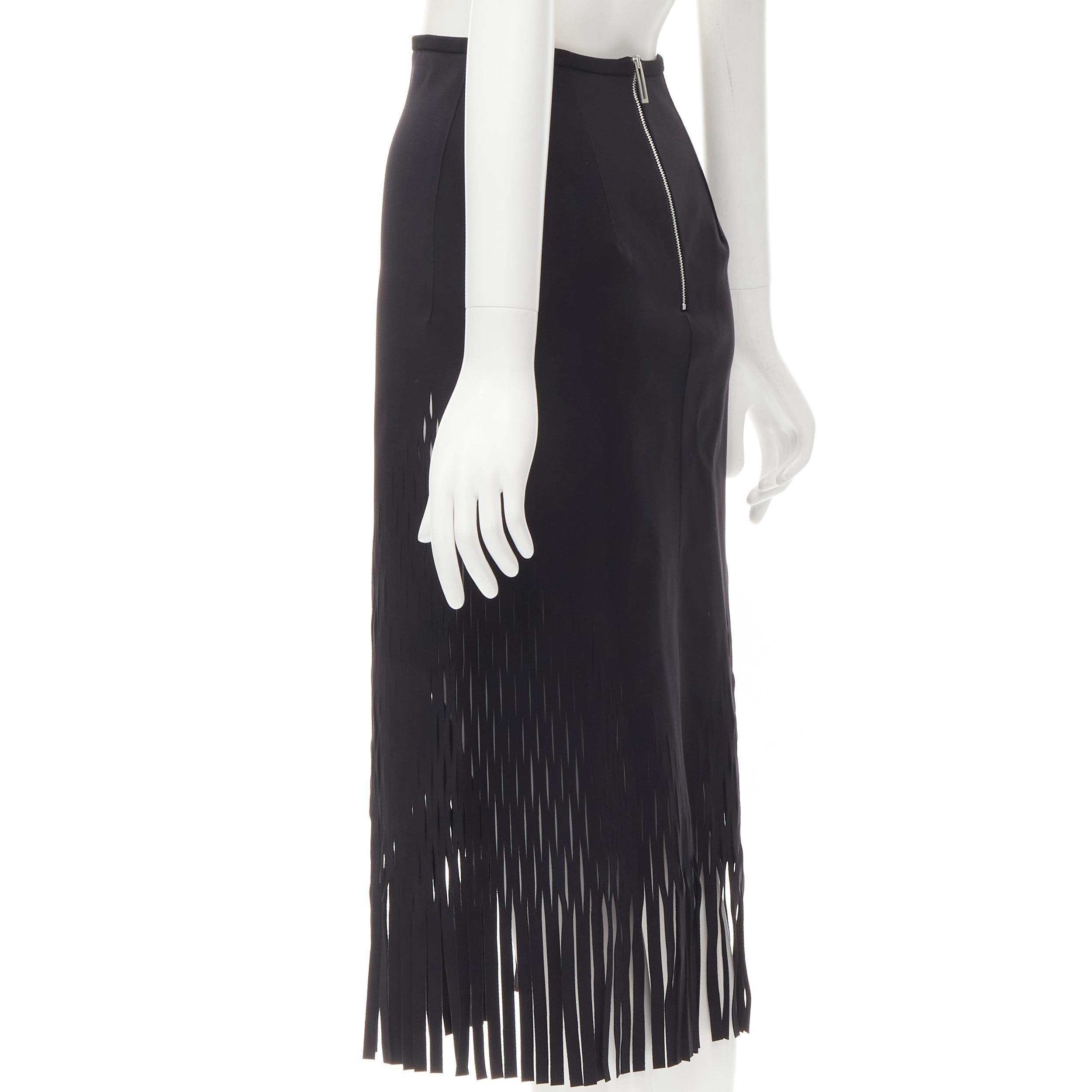 Women's DION LEE Runway laser cut perforated fringe midi skirt S For Sale