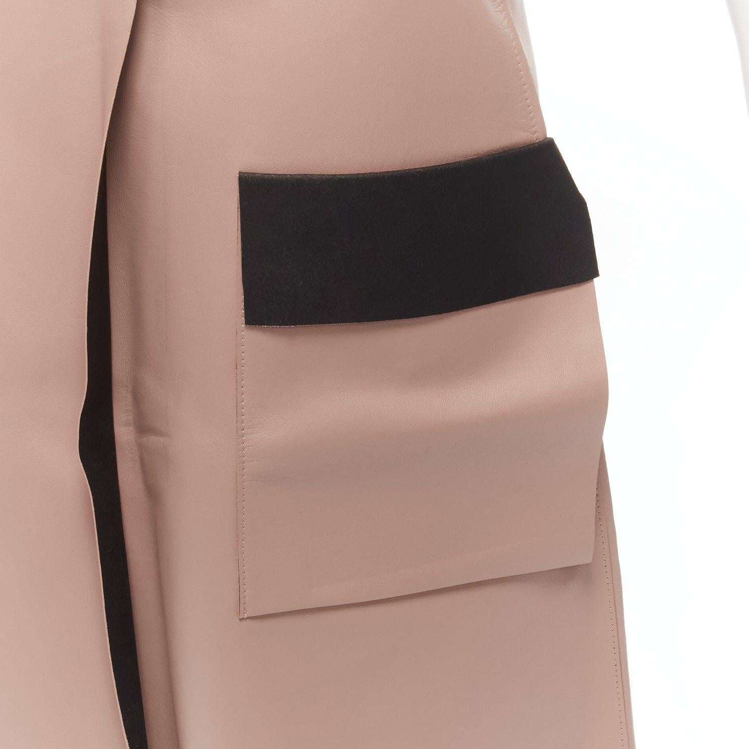 DION LEE Sandy pink brown sheep leather panelled A-line midi skirt UK6 XS
Reference: SNKO/A00313
Brand: Dion Lee
Material: Leather
Color: Pink, Brown
Pattern: Solid
Closure: Zip
Extra Details: Back zip detail. Non-functional flap pockets at