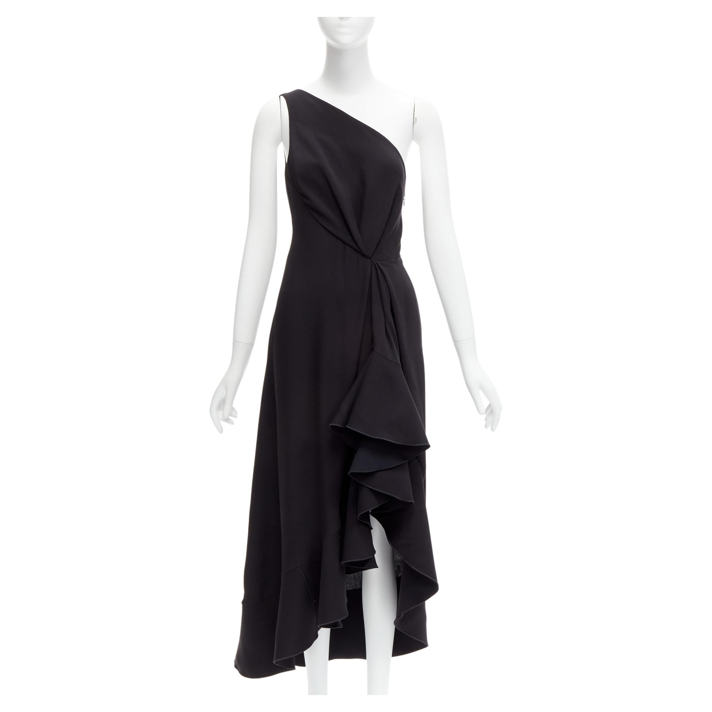 DION LEE silk one shoulder drape front asymmetric ruffle dress AUS10 M For Sale