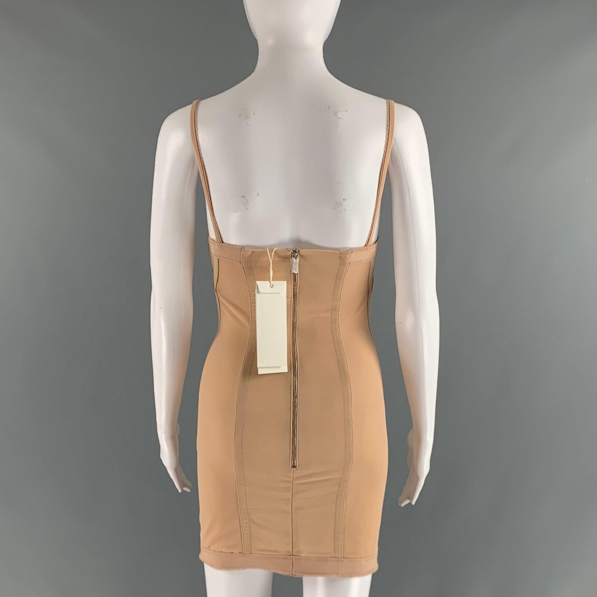DION LEE Size 2 Nude Polyamide Eastane Body-Con Mini Dress In Excellent Condition For Sale In San Francisco, CA