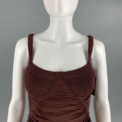 Dion Lee Taglia 4 Borgogna in misto viscosa con increspatura sul corsetto del mini abito da cocktail