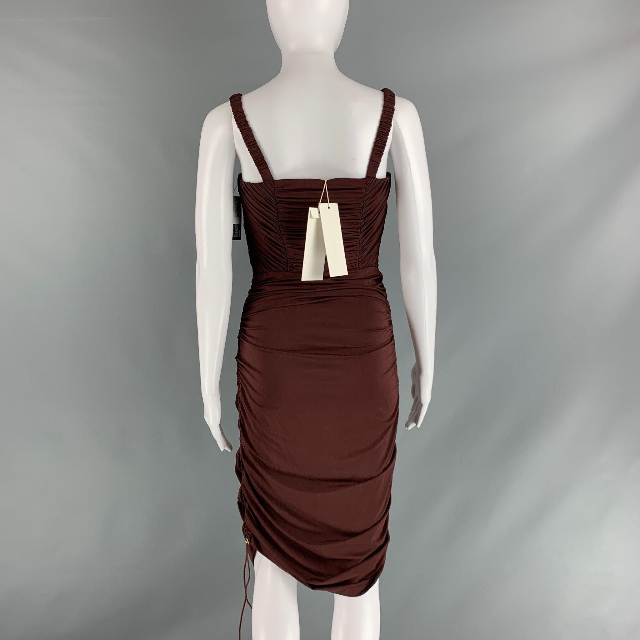 DION LEE Size 4 Burgundy Viscose Blend Ruched Corset Mini Cocktail Dress For Sale 1