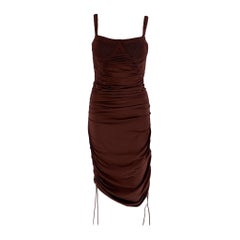 DION LEE Size 4 Burgundy Viscose Blend Ruched Corset Mini Cocktail Dress