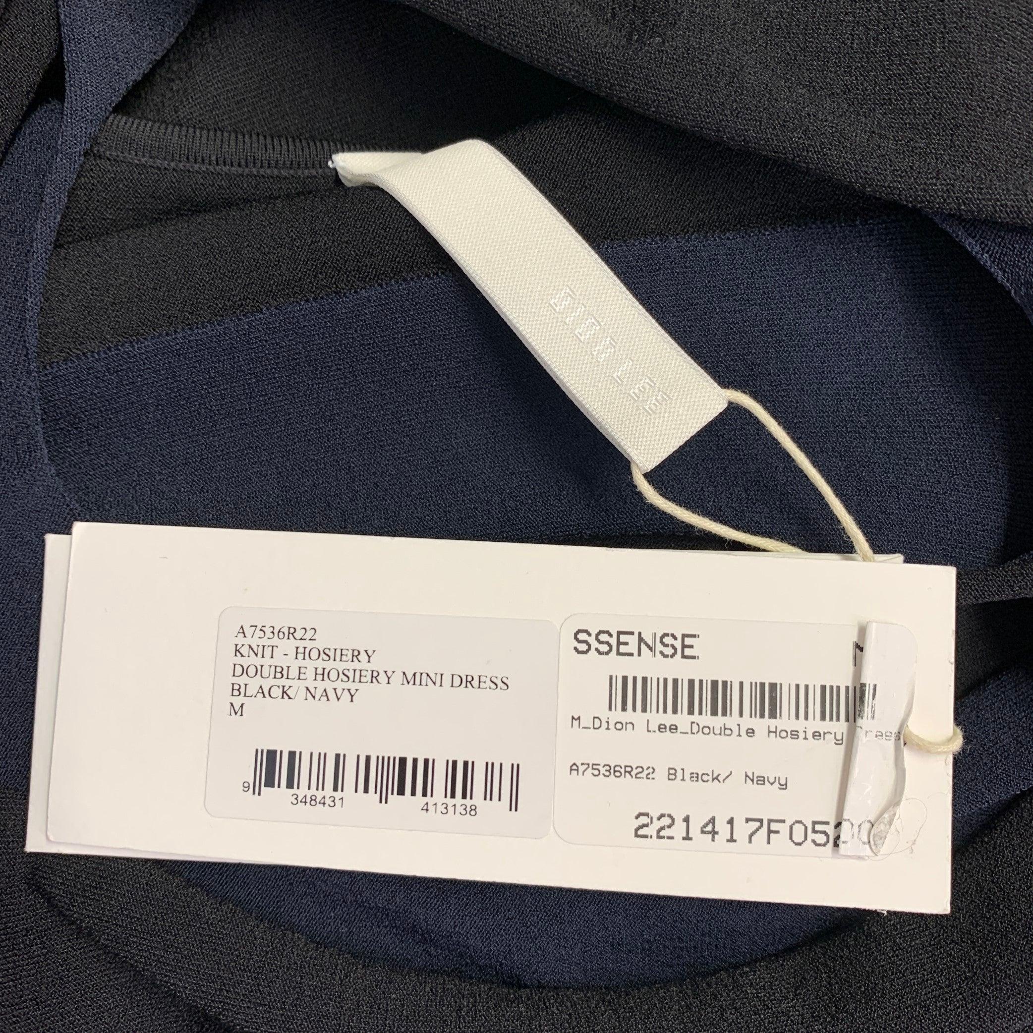 DION LEE Talla 6 Negro Azul Marino Mezcla de Viscosa Recortado Mini Vestido de Manga Larga en venta 1