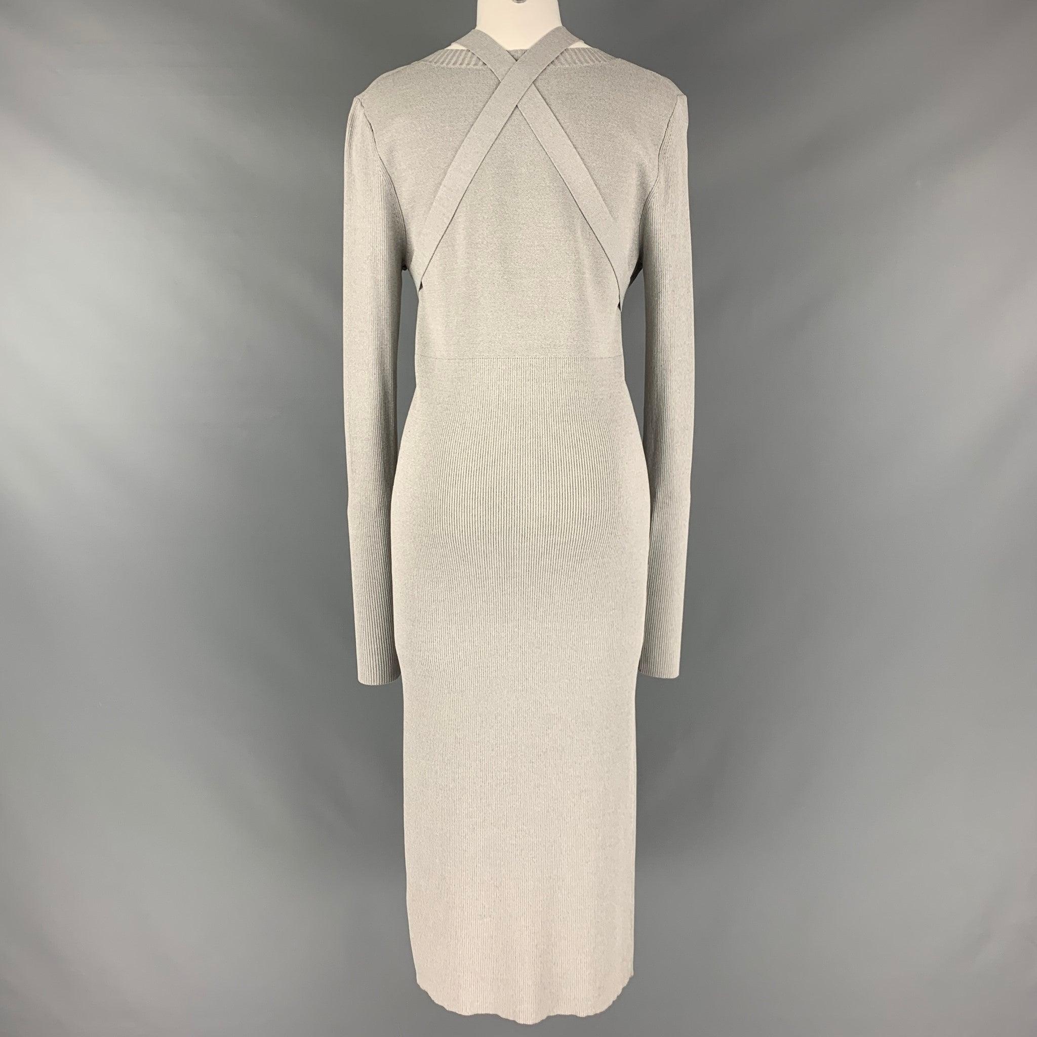 Women's DION LEE Size M Grey Viscose Blend Midi Mid-Calf Dress For Sale
