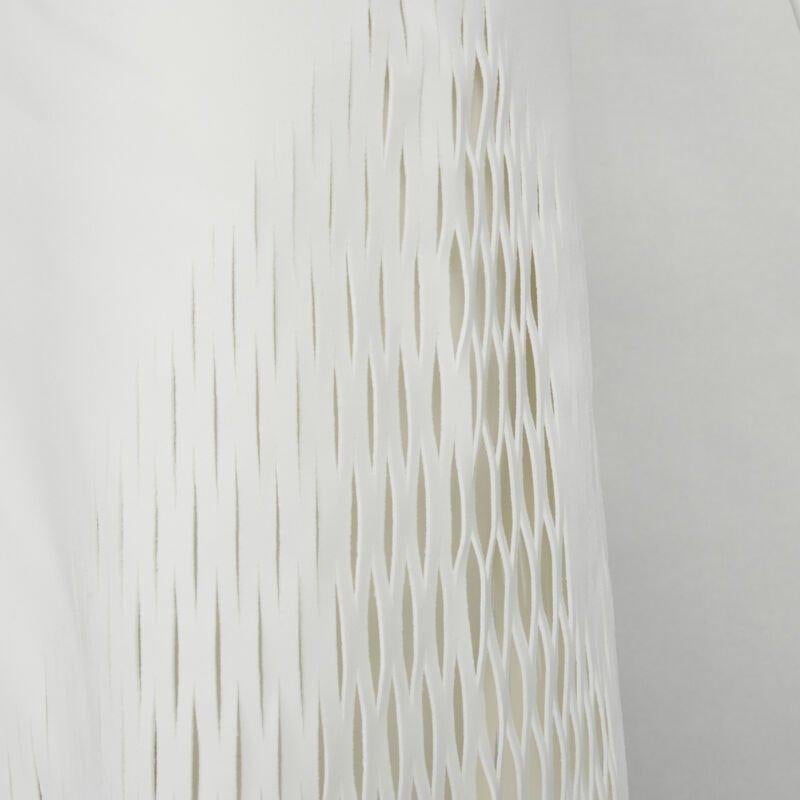 Gray DION LEE white honeycomb cut out fringe hem midi skirt AUS 6 US2 XS For Sale