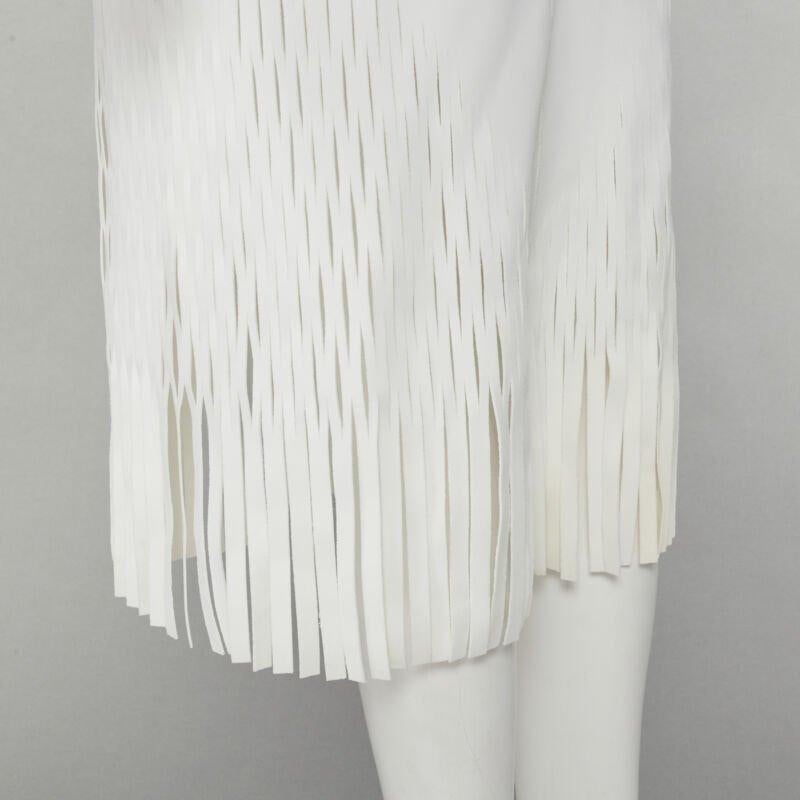 DION LEE white honeycomb cut out fringe hem midi skirt AUS 6 US2 XS For Sale 3