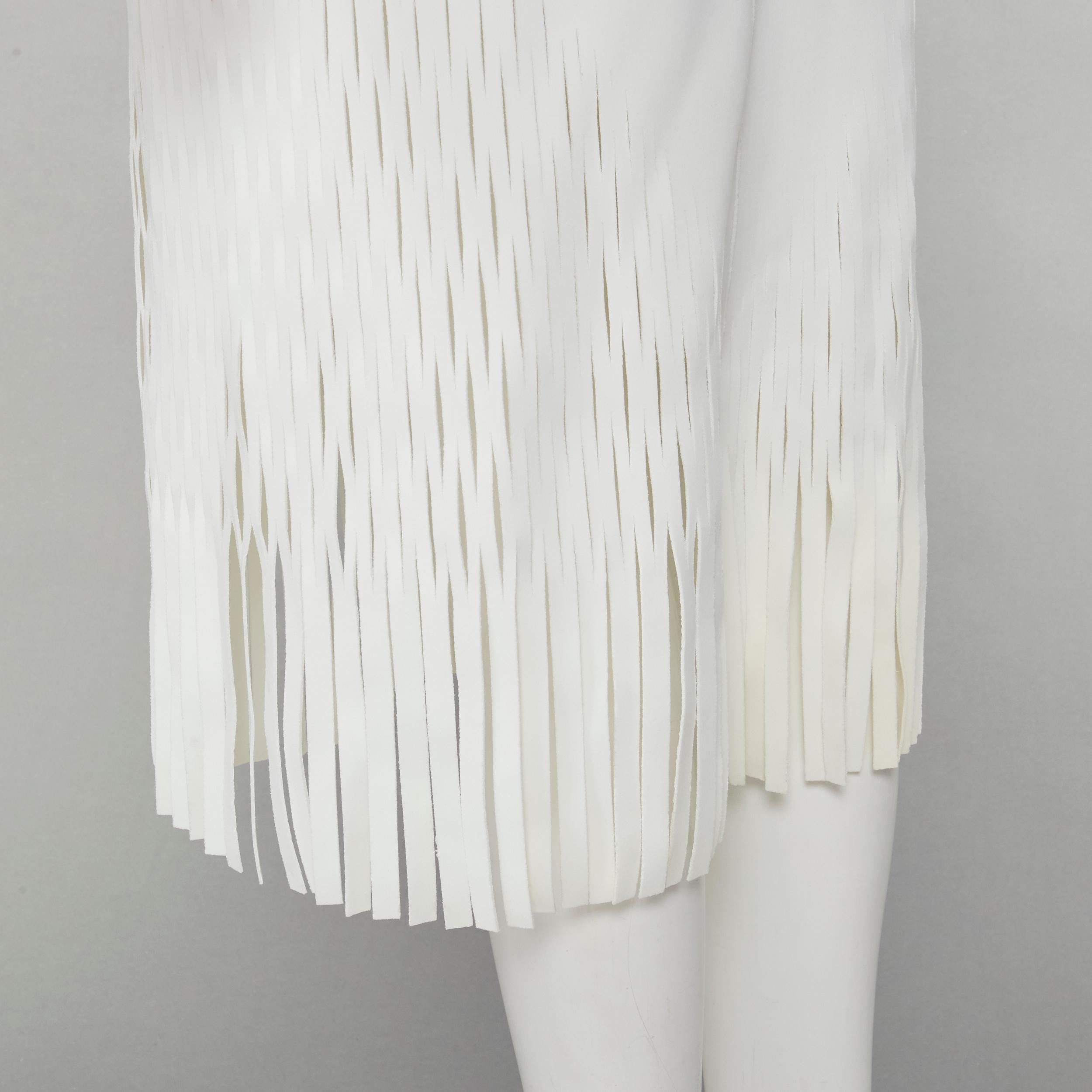 DION LEE white honeycomb cut out fringe hem midi skirt AUS 6 US2 XS For Sale 3