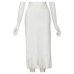 DION LEE white honeycomb cut out fringe hem midi skirt AUS 6 US2 XS