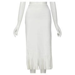 Dion LEE blanc nid d'abeille, jupe midi à ourlet frangé AUS 6 US2 XS