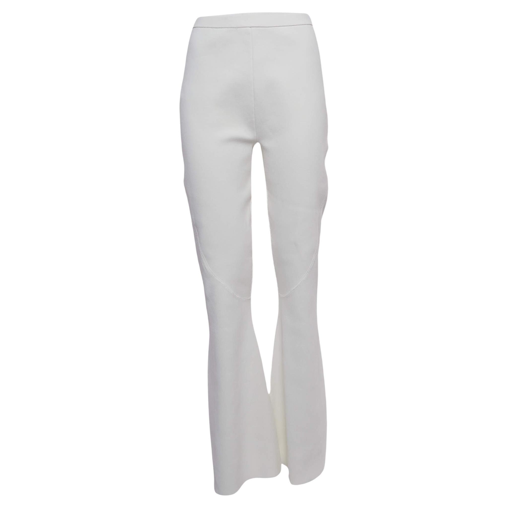 Dion Lee White Knit Wide Leg Trousers L For Sale
