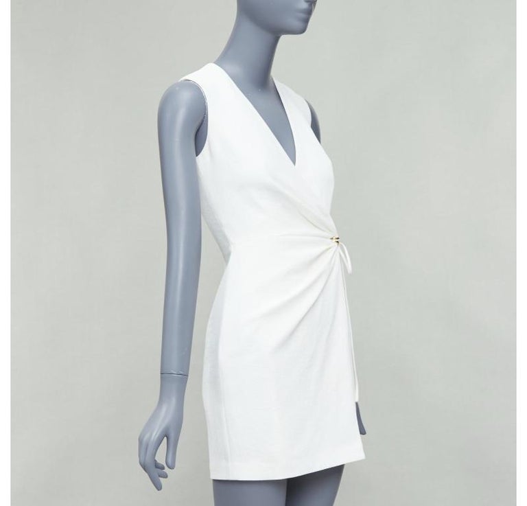 DION LEE white textured gold hardware ruched wrap dress UK6 XS For Sale at 1stDibs DION LEE white textured gold hardware ruched wrap dress UK6 XS For Sale at 1stDibs