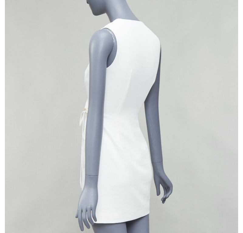 DION LEE vestido cruzado blanco con textura y detalles dorados UK6 XS en venta 1