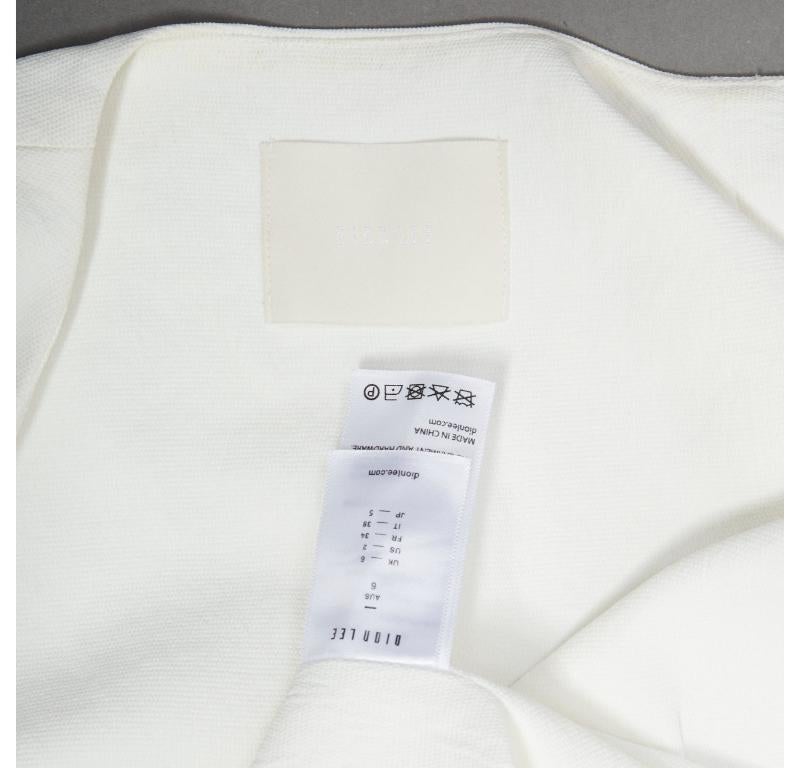 DION LEE vestido cruzado blanco con textura y detalles dorados UK6 XS en venta 3