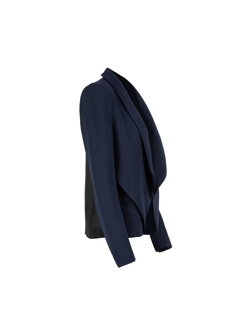 CONDITION is Very good. Minimal wear to blazer is evident. Minimal wear to the right shoulder where a light mark can be seen on this used Dion Lee designer resale item.  Details  Navy and black Synthetic Blazer Hook and eye front closure Shoulder