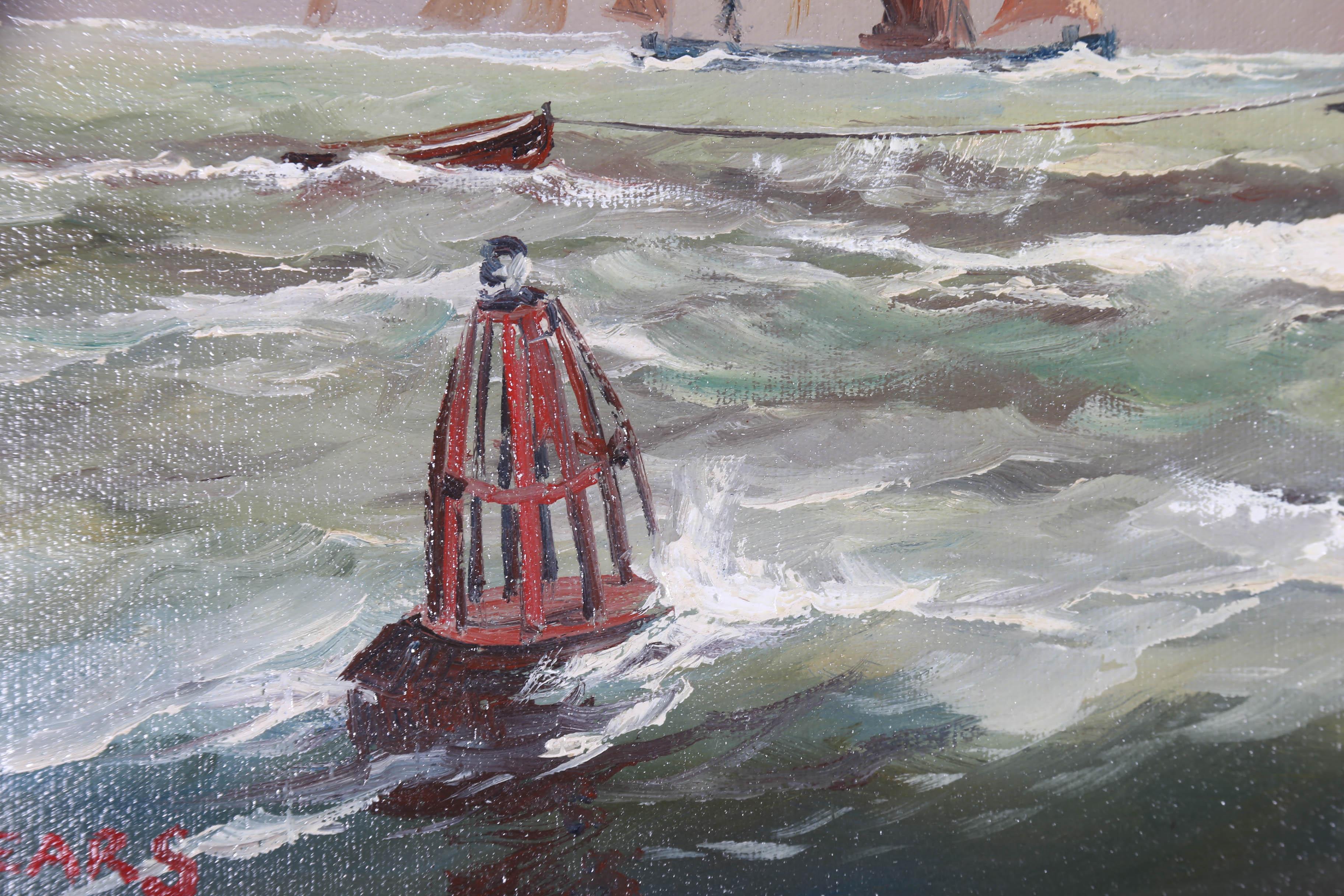 Dion Pears (1929 - 1985) - Huile du milieu du 20e sicle, Thames Barges at Sea II 3