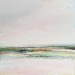 Perfume River, Contemporary, Semi-Abstract, Landscape, Nature, Oil, Pink, Green