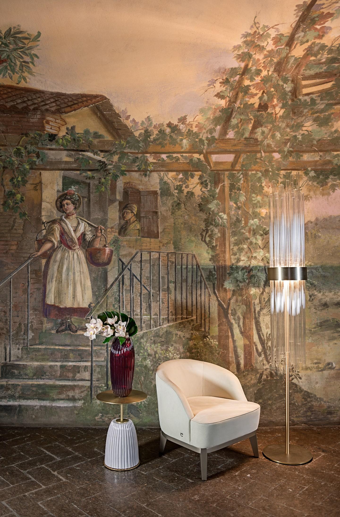 Moderne Table basse en céramique Dione avec plateau en laiton de Paolo Castelli en vente