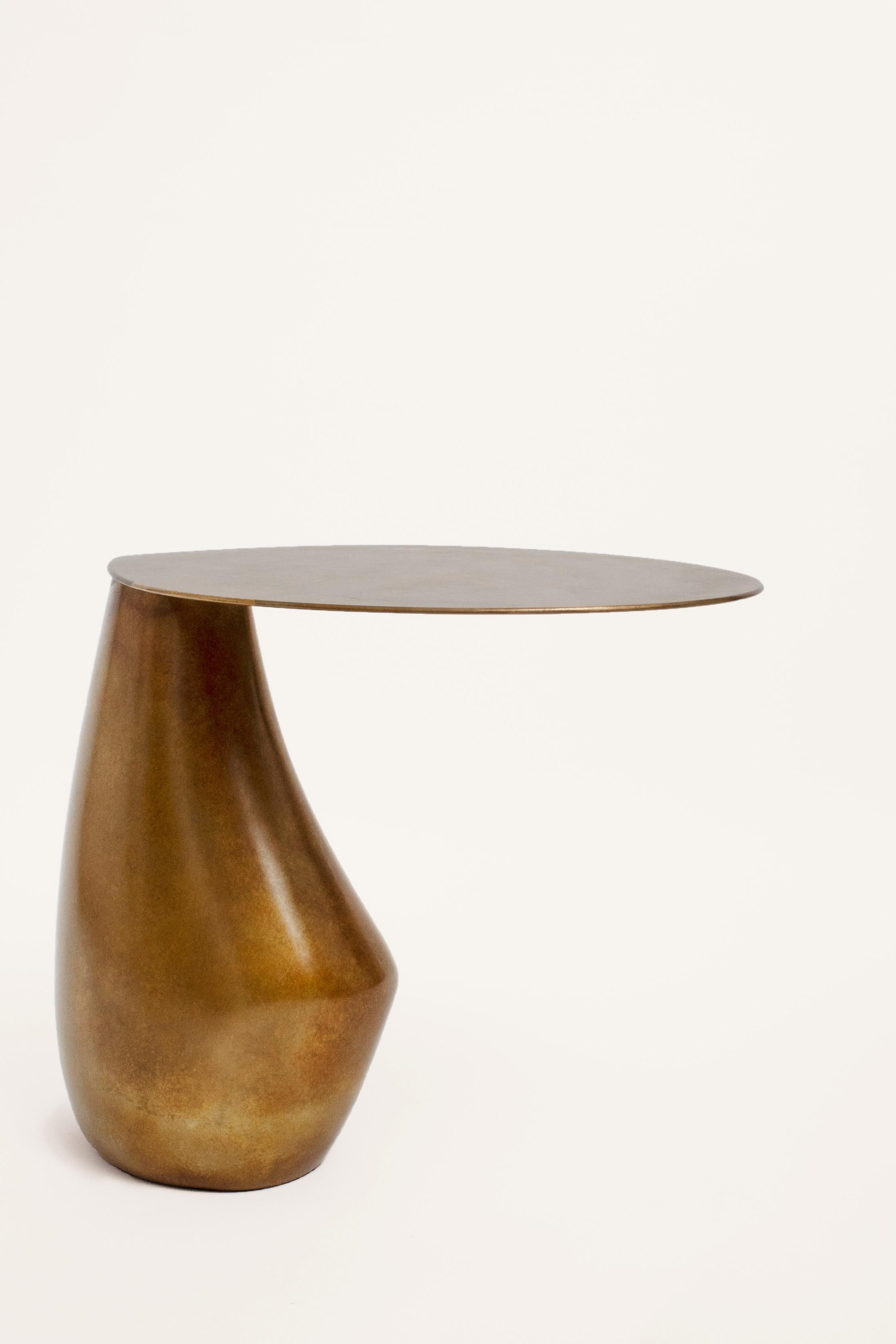 Patinated Konekt Dionis Side Table in Hand-Patina Bronze For Sale