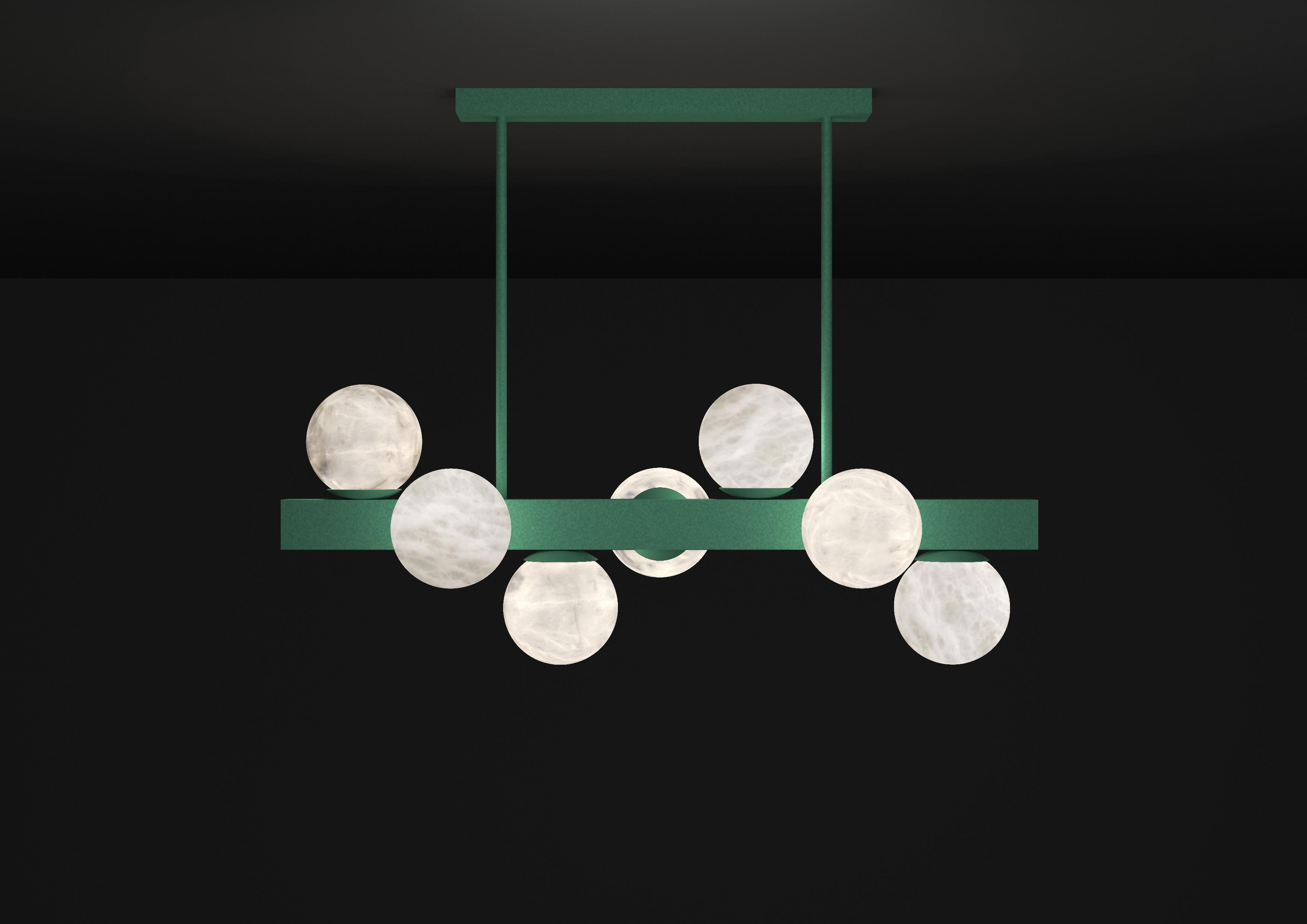 Dioniso Freedom Green Metal Pendant Lamp by Alabastro Italiano
Dimensions: D 35 x W 91 x H 36 cm.
Materials: White alabaster and metal.

Available in different finishes: Shiny Silver, Bronze, Brushed Brass, Ruggine of Florence, Brushed Burnished,