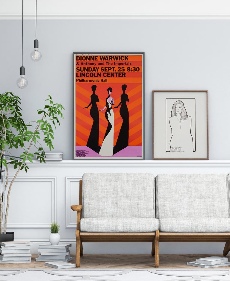 Modern Dionne Warwick Original Vintage Concert Poster by Milton Glaser, 1966