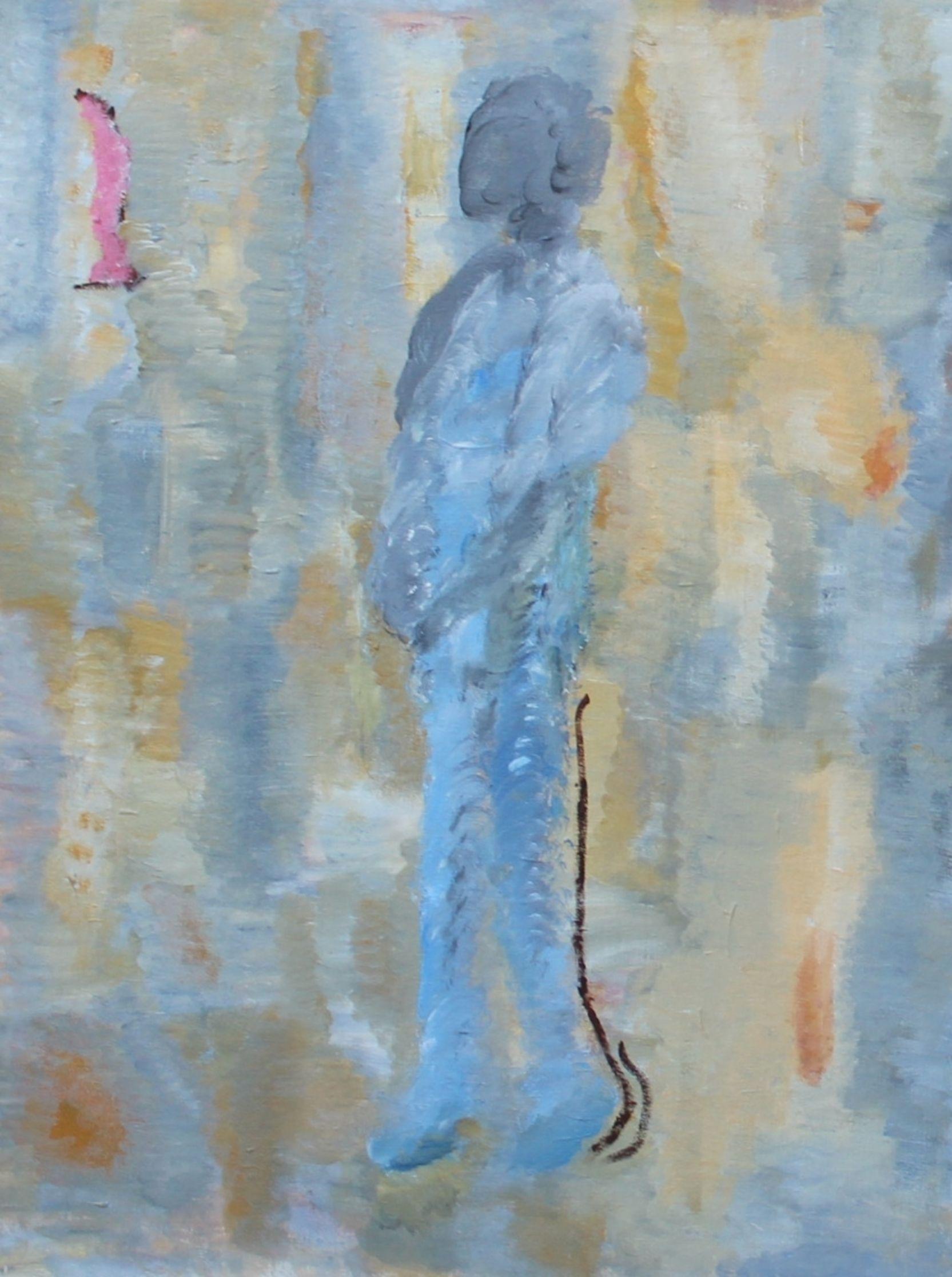 this painting is done on a canvas panel in a post-impressionist way. I have abstracted the figure as a fleeting image, purposely providing no details. I believe that this is not an easy thing to do, ( unless you got some inspiration), especially