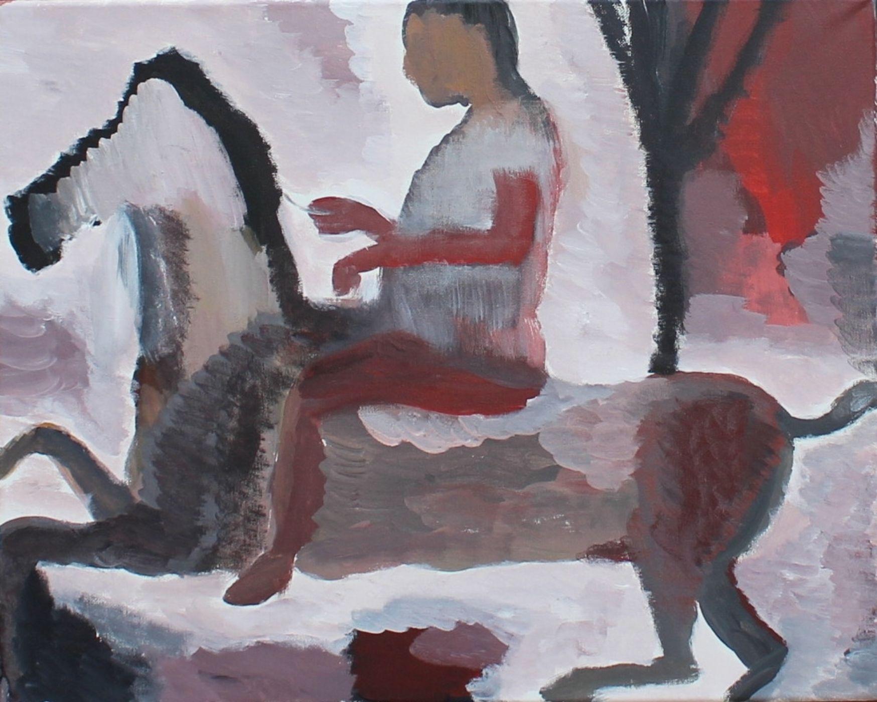 It is a theme painting if you ever wanted to escape, use this, what? the horse? this art is done with minimal realism and leaves it open to the imaginary .Take it! :: Painting :: Post Modern :: This piece comes with an official certificate of